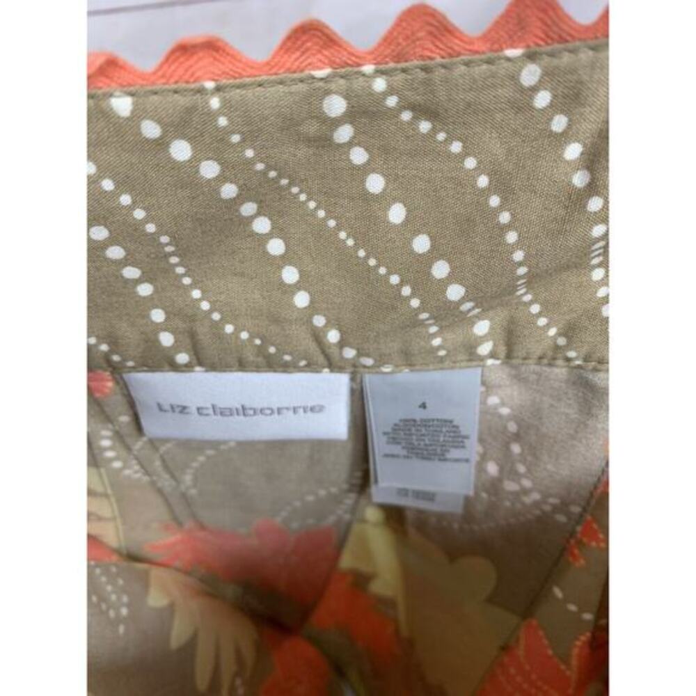 Liz Claiborne Skirt Womens size 4 Tan‎ Floral Aline Pleated Knee Length Zip - Picture 3 of 6